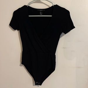 Ribbed Surplice Bodysuit